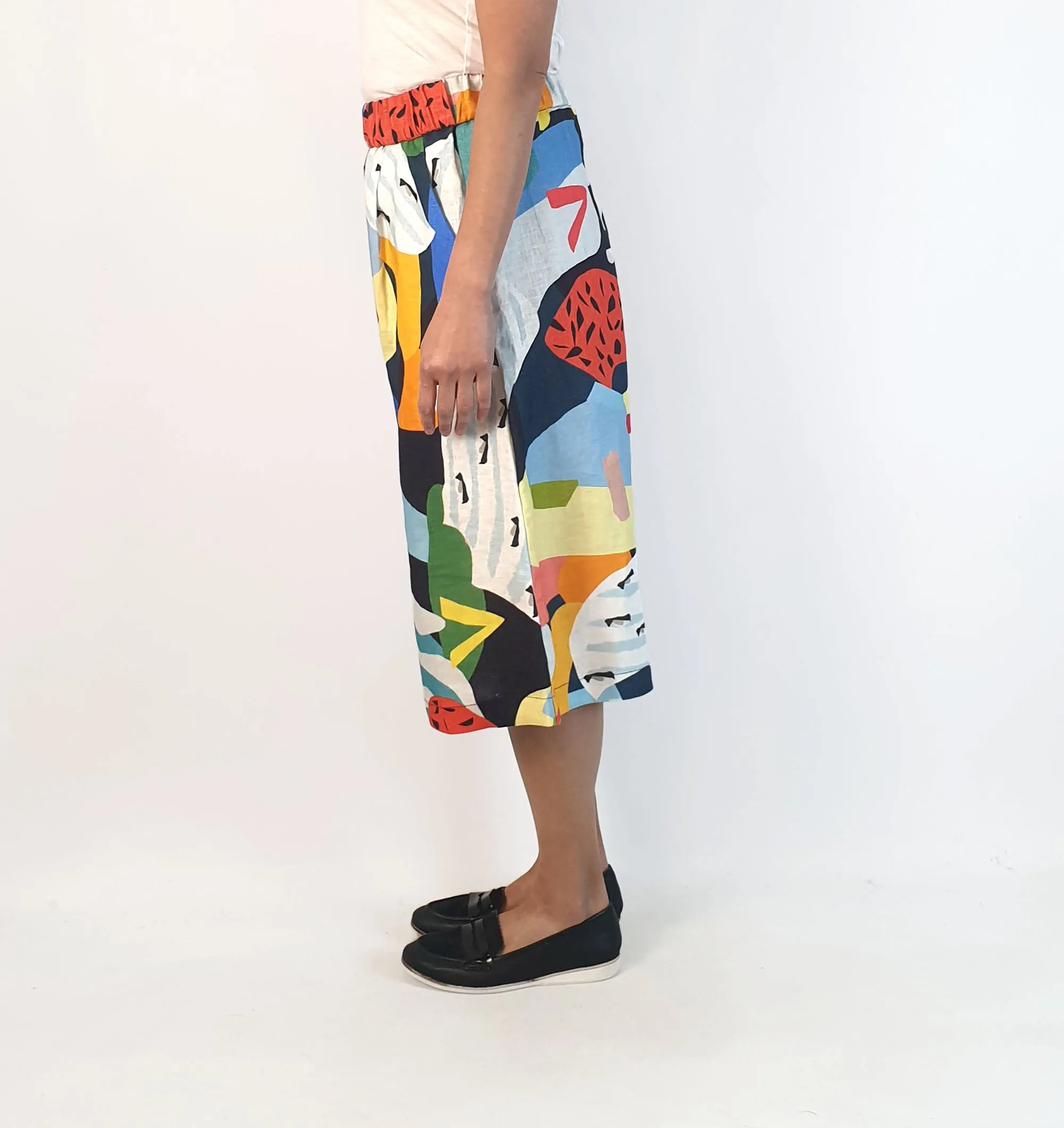 Seagrass Designs colourful print wide leg culottes size 10