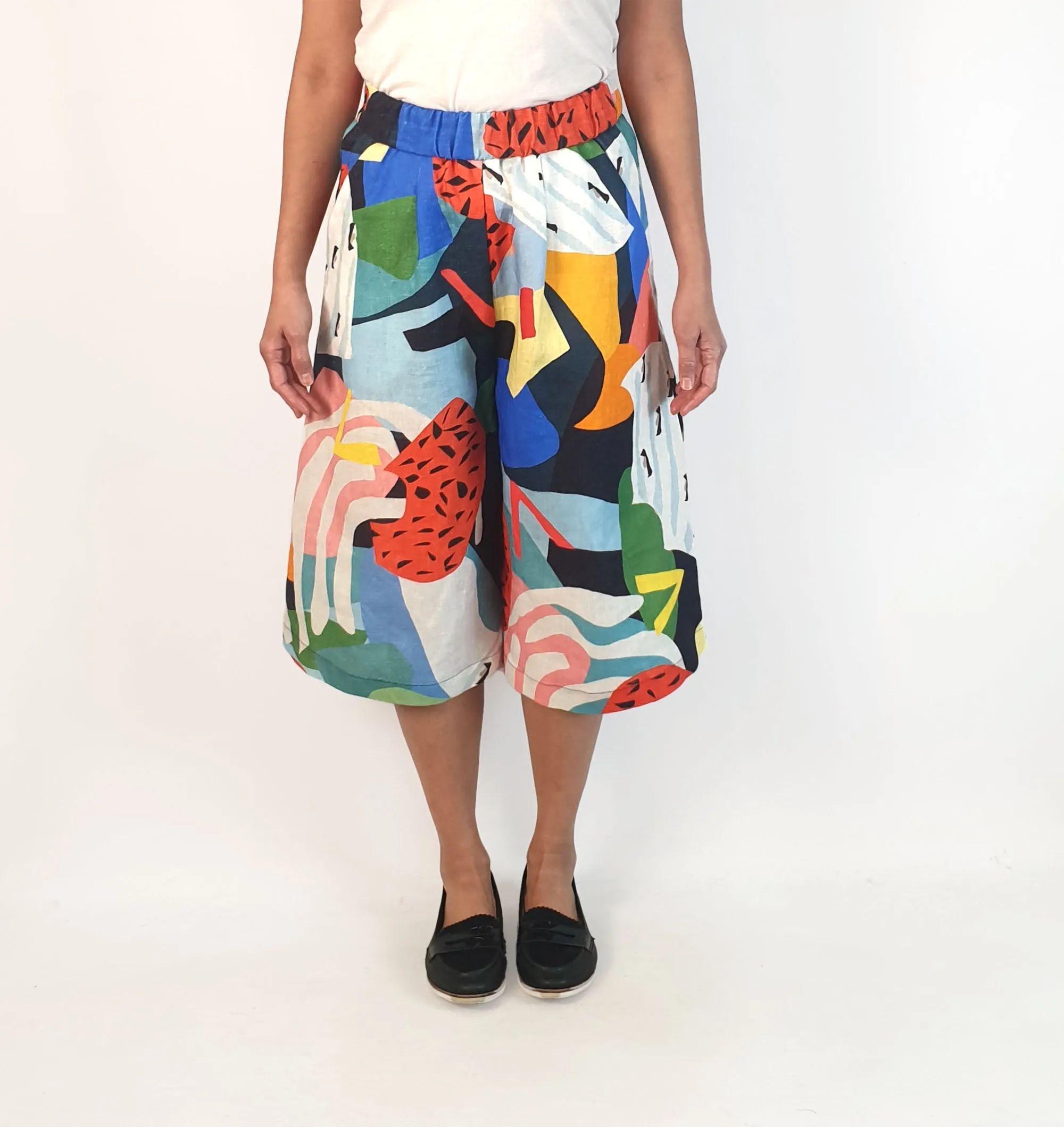 Seagrass Designs colourful print wide leg culottes size 10