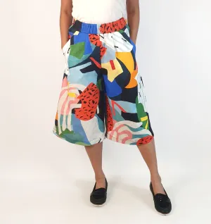 Seagrass Designs colourful print wide leg culottes size 10