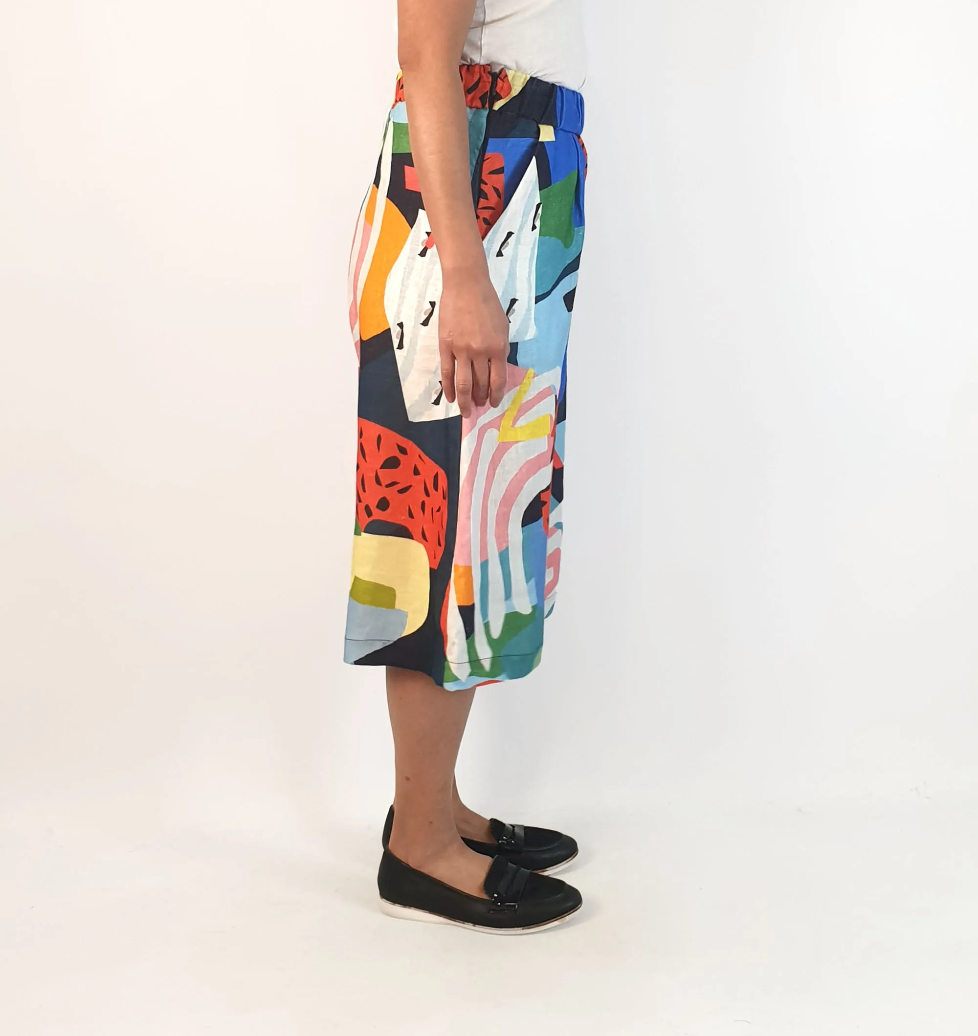 Seagrass Designs colourful print wide leg culottes size 10