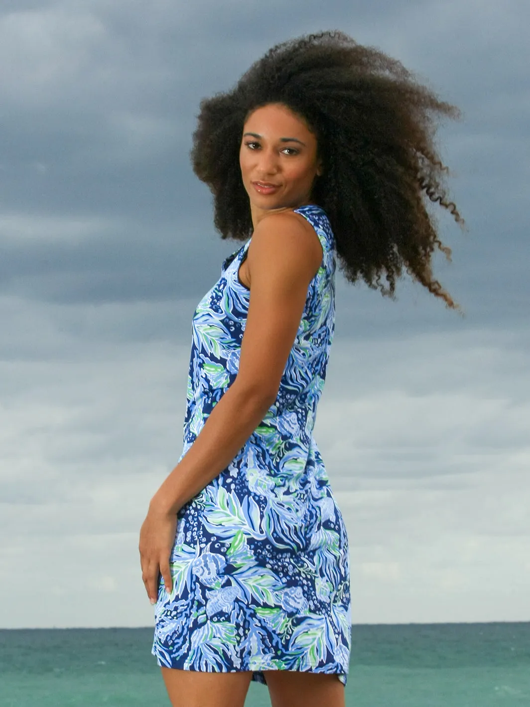 Sheila Sleeveless Shift Dress Atlantis