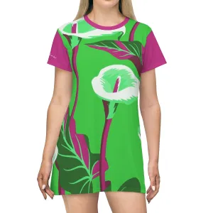 Shirtdress, Pink Calla Lilly Motive