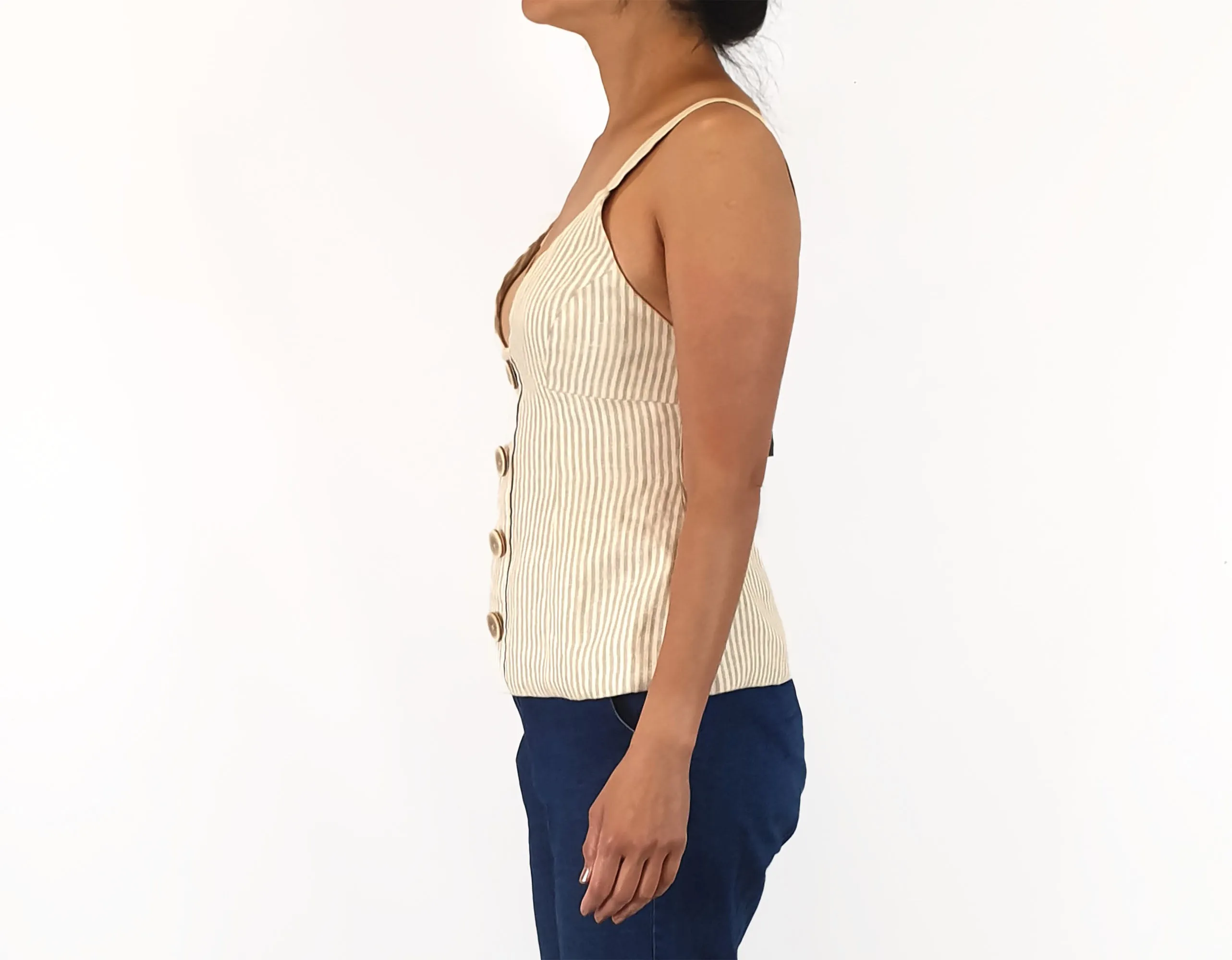 Shona Joy olive striped top size 10