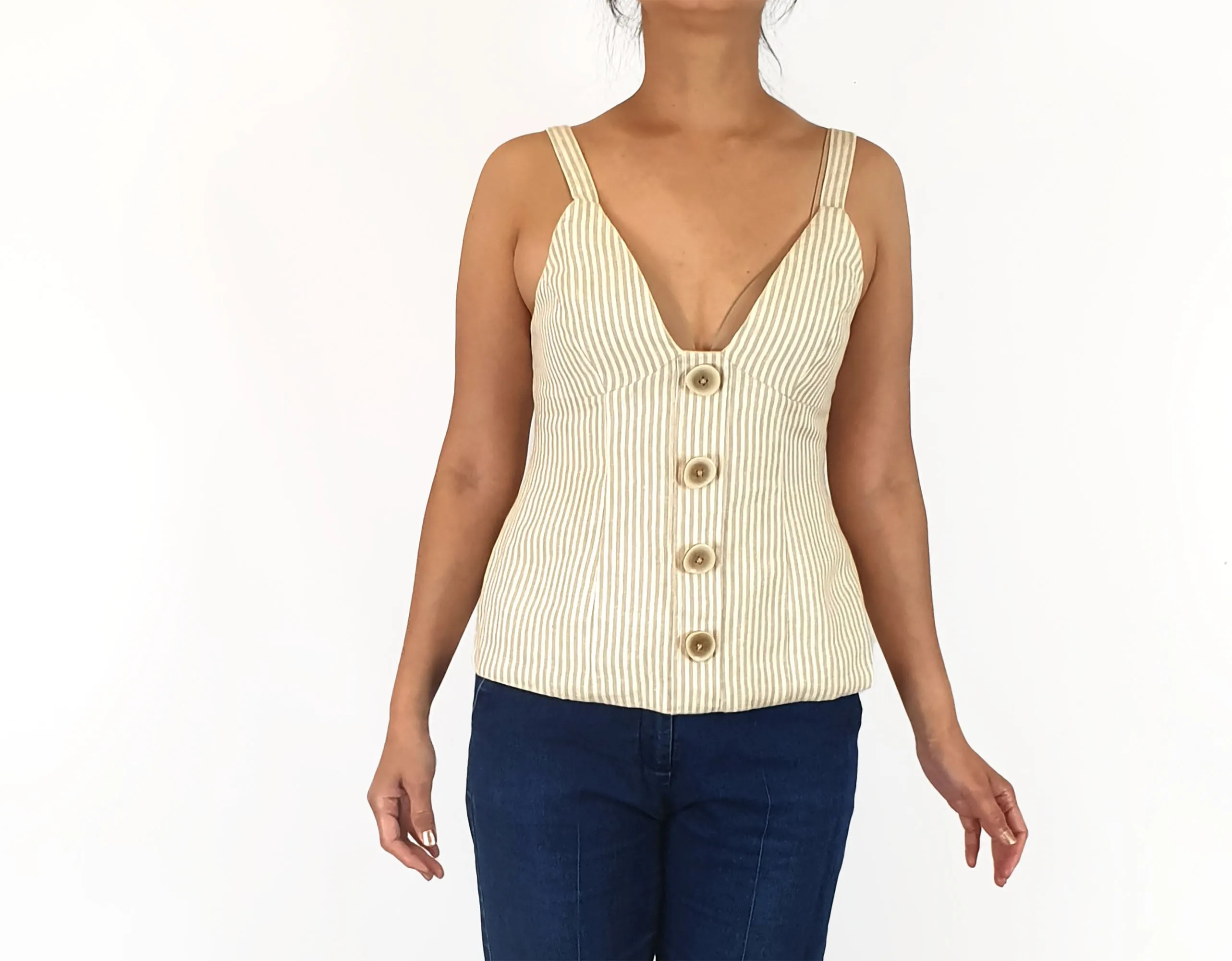 Shona Joy olive striped top size 10