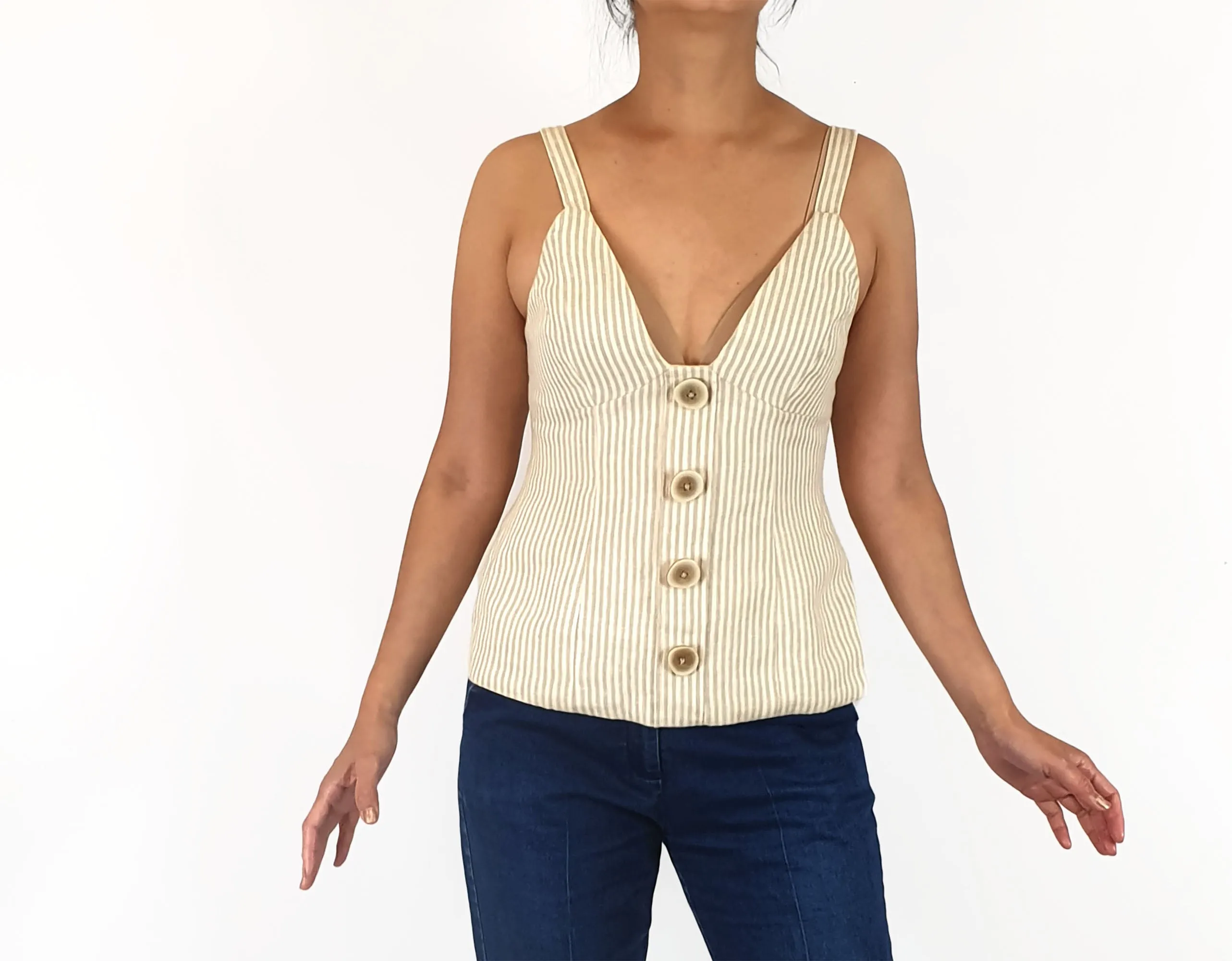Shona Joy olive striped top size 10