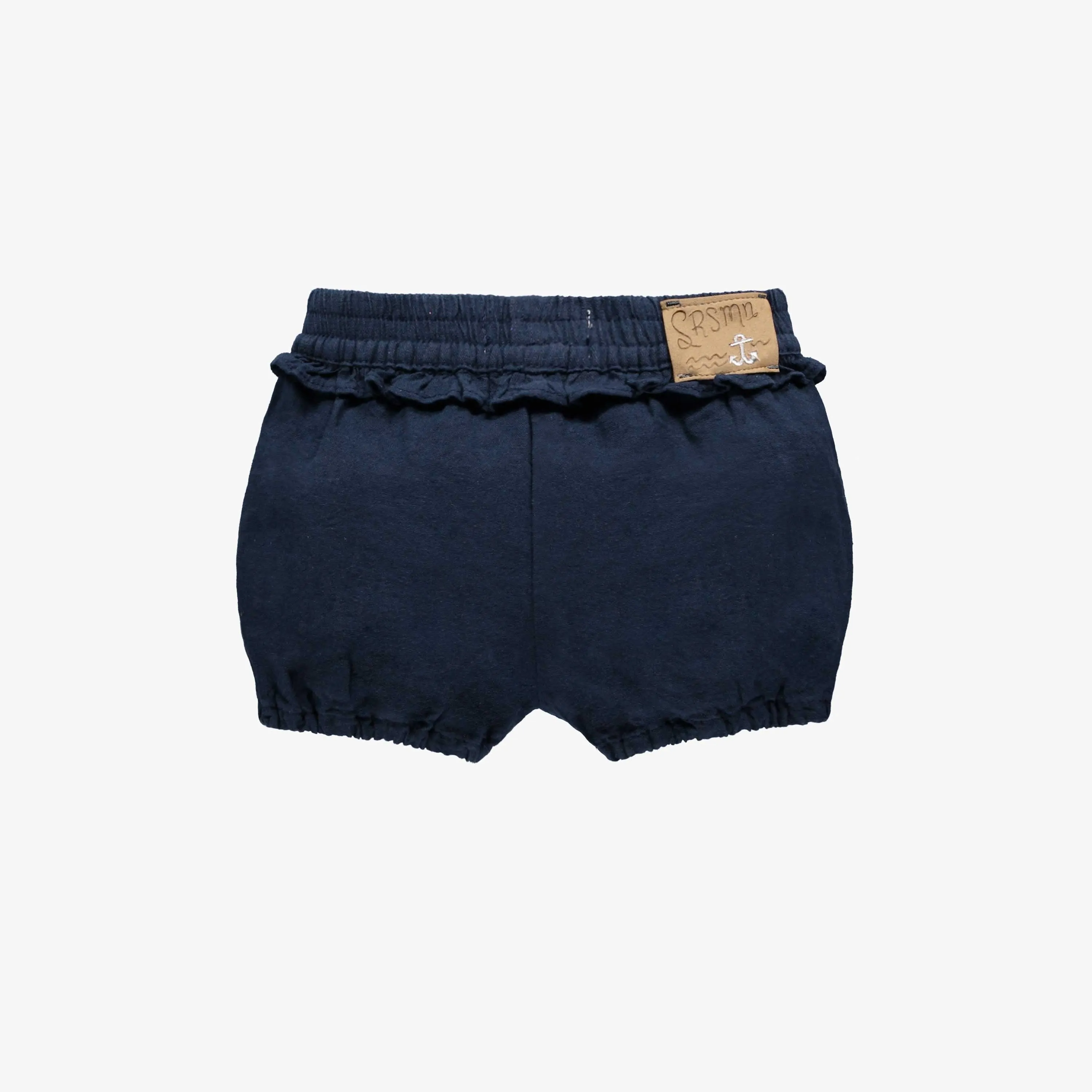 Short coupe décontractée marine en lin et coton, bébé  || Navy relaxed fit short in linen and cotton, baby 