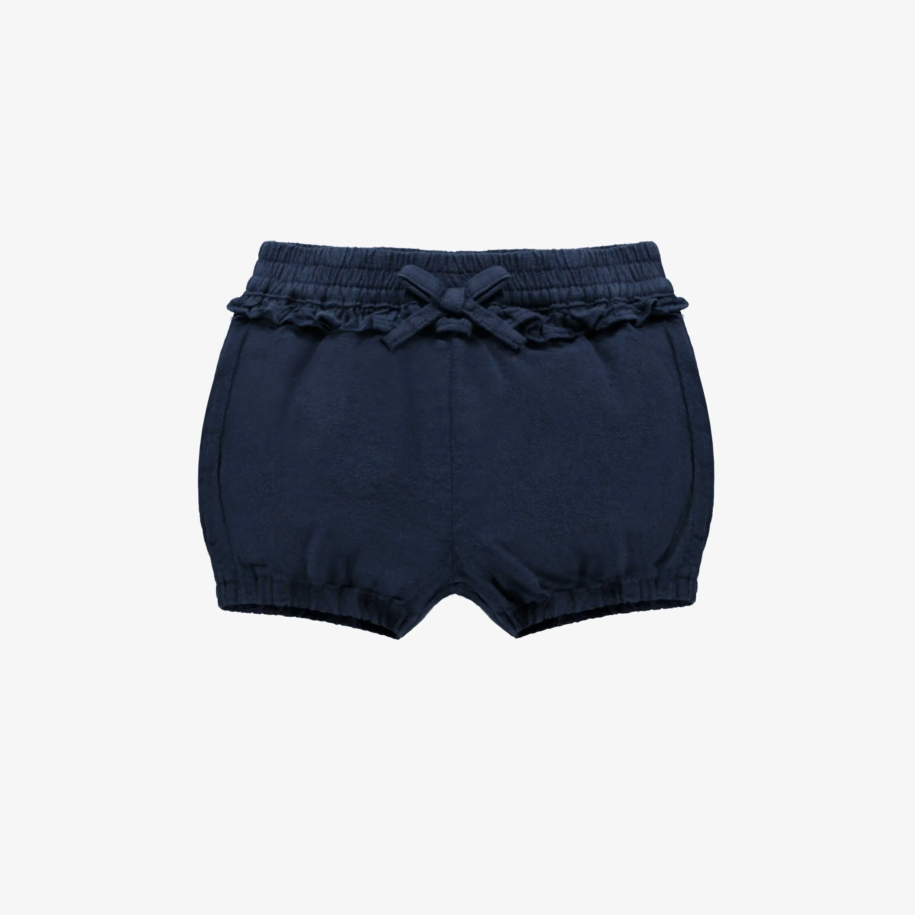 Short coupe décontractée marine en lin et coton, bébé  || Navy relaxed fit short in linen and cotton, baby 