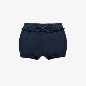 Short coupe décontractée marine en lin et coton, bébé  || Navy relaxed fit short in linen and cotton, baby 