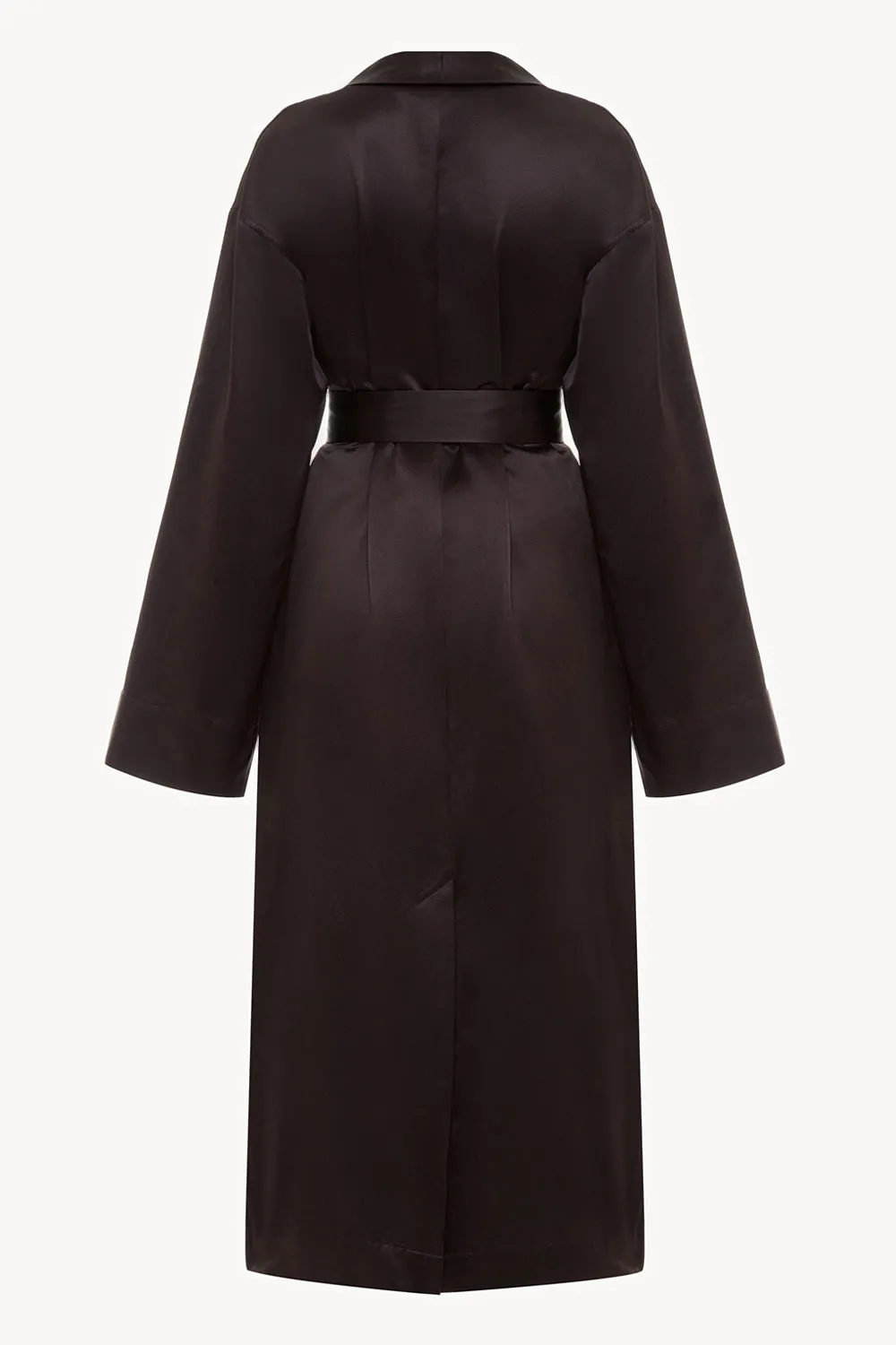Silk female wrap coat in brown