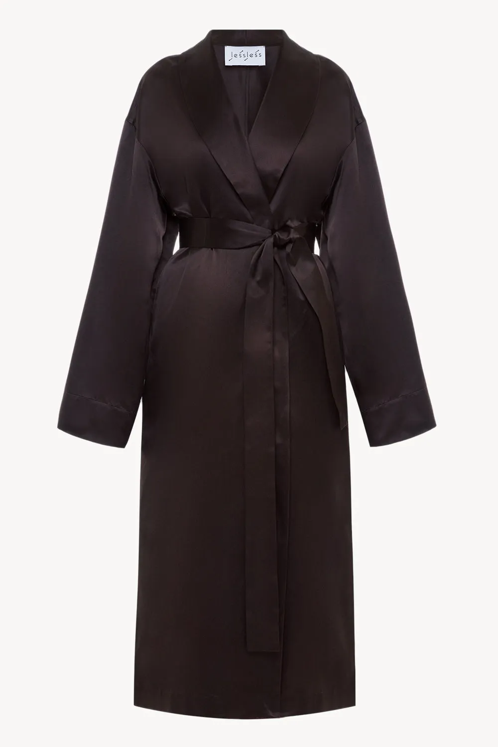 Silk female wrap coat in brown