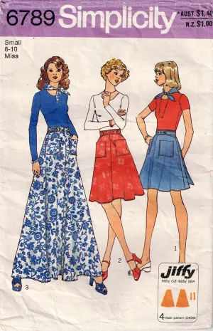 Simplicity 6789 Womens JIFFY Back Wrap Skirt & Scarf 1970s Vintage Sewing Pattern Size SMALL 8 - 10 UNCUT Factory Folded