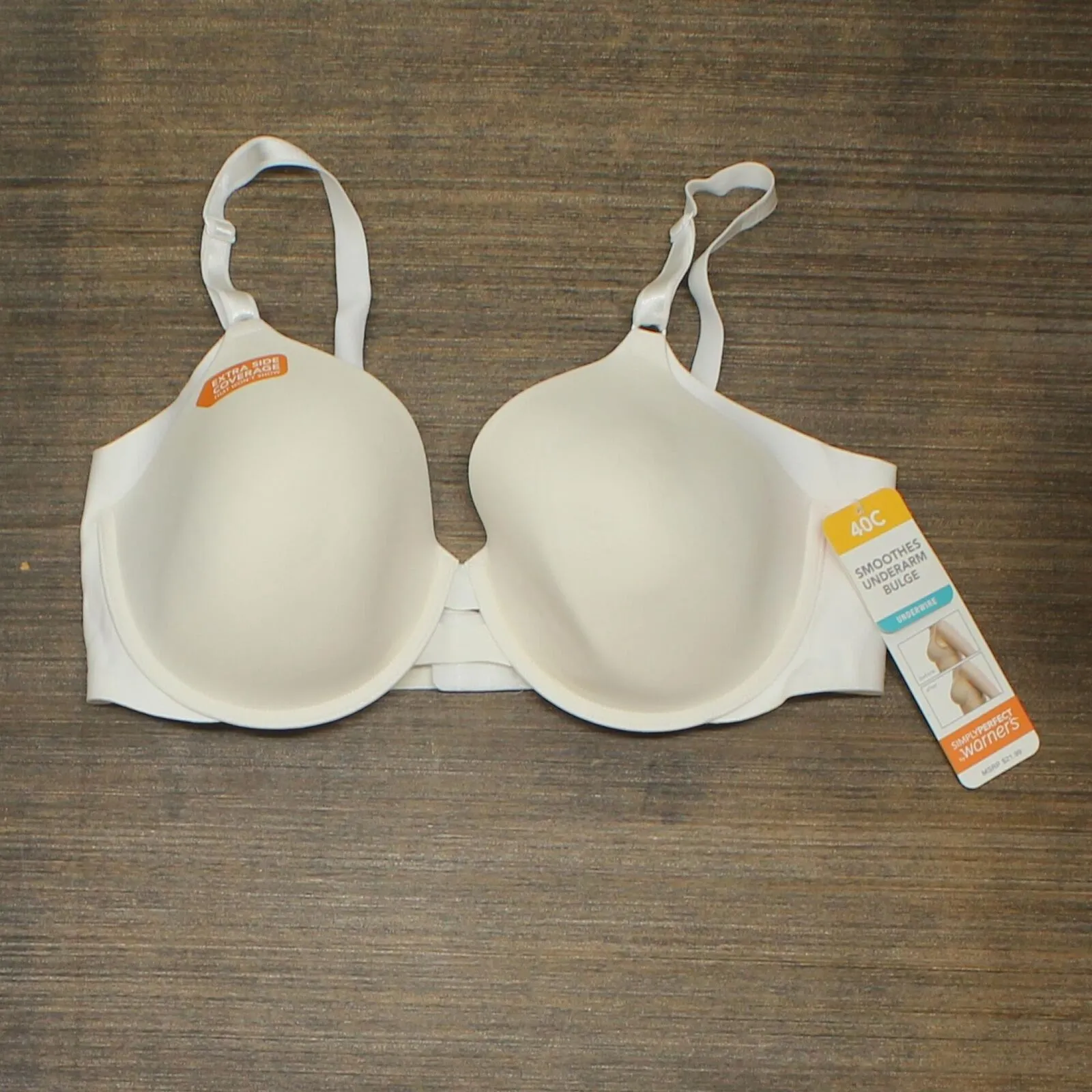 Simply Perfect by Warner's Underarm Smoothing Underwire Bra TA4356 White 40C