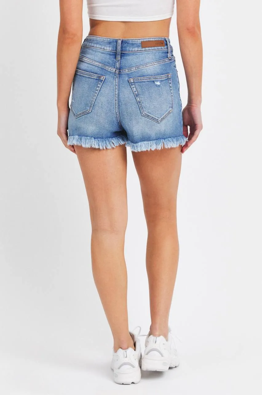 SKY HIGH LIGHT DENIM SHORTS