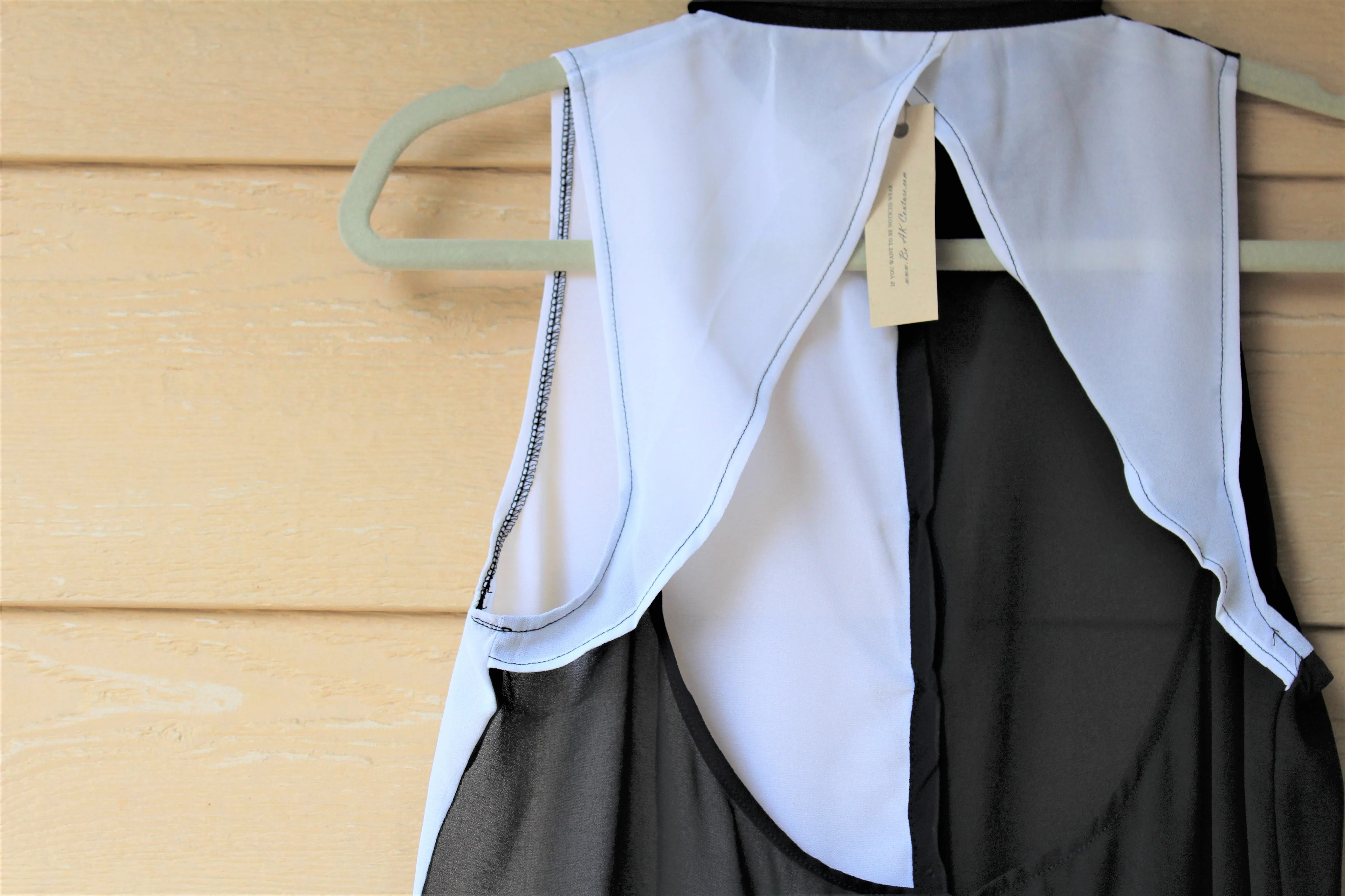 Sleeveless Black and White Chiffon Top