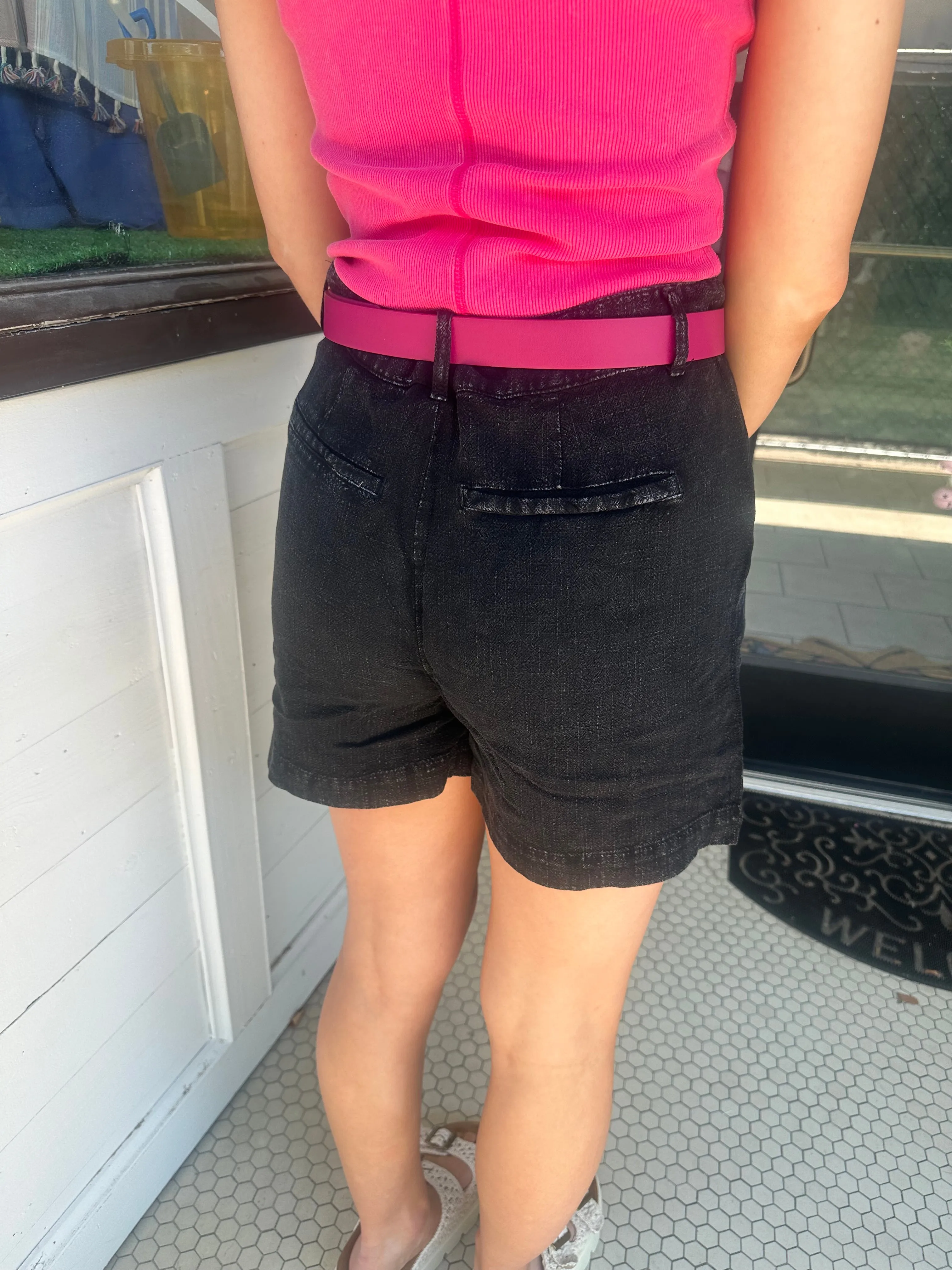 Slowing Down Mineral Wash Shorts: Black