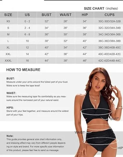 Solid Color Swimsuit Women's High Waist Swimwear