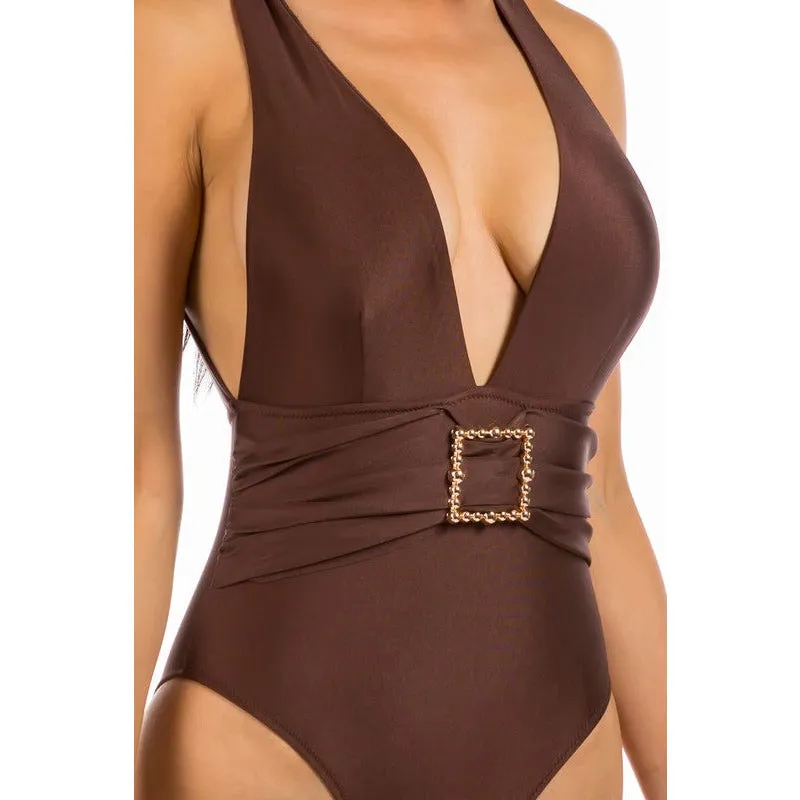 SQUARE BUCKLE SWIMSUIT