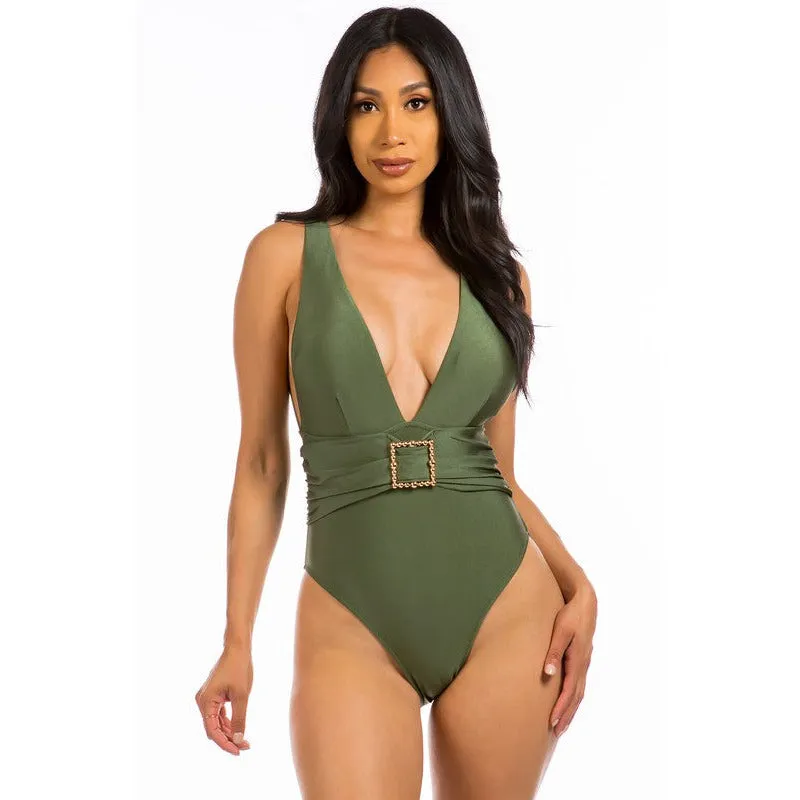 SQUARE BUCKLE SWIMSUIT