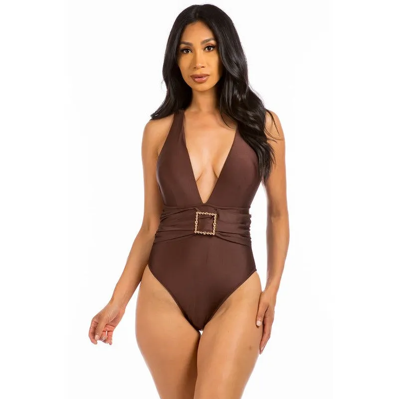 SQUARE BUCKLE SWIMSUIT