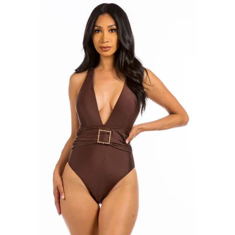 SQUARE BUCKLE SWIMSUIT