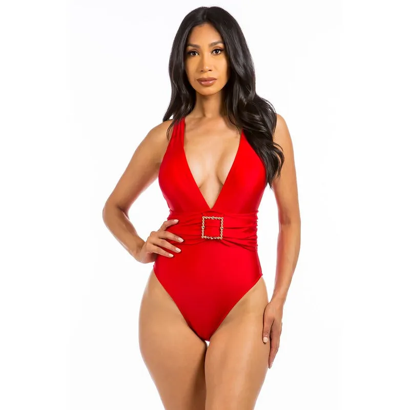 SQUARE BUCKLE SWIMSUIT