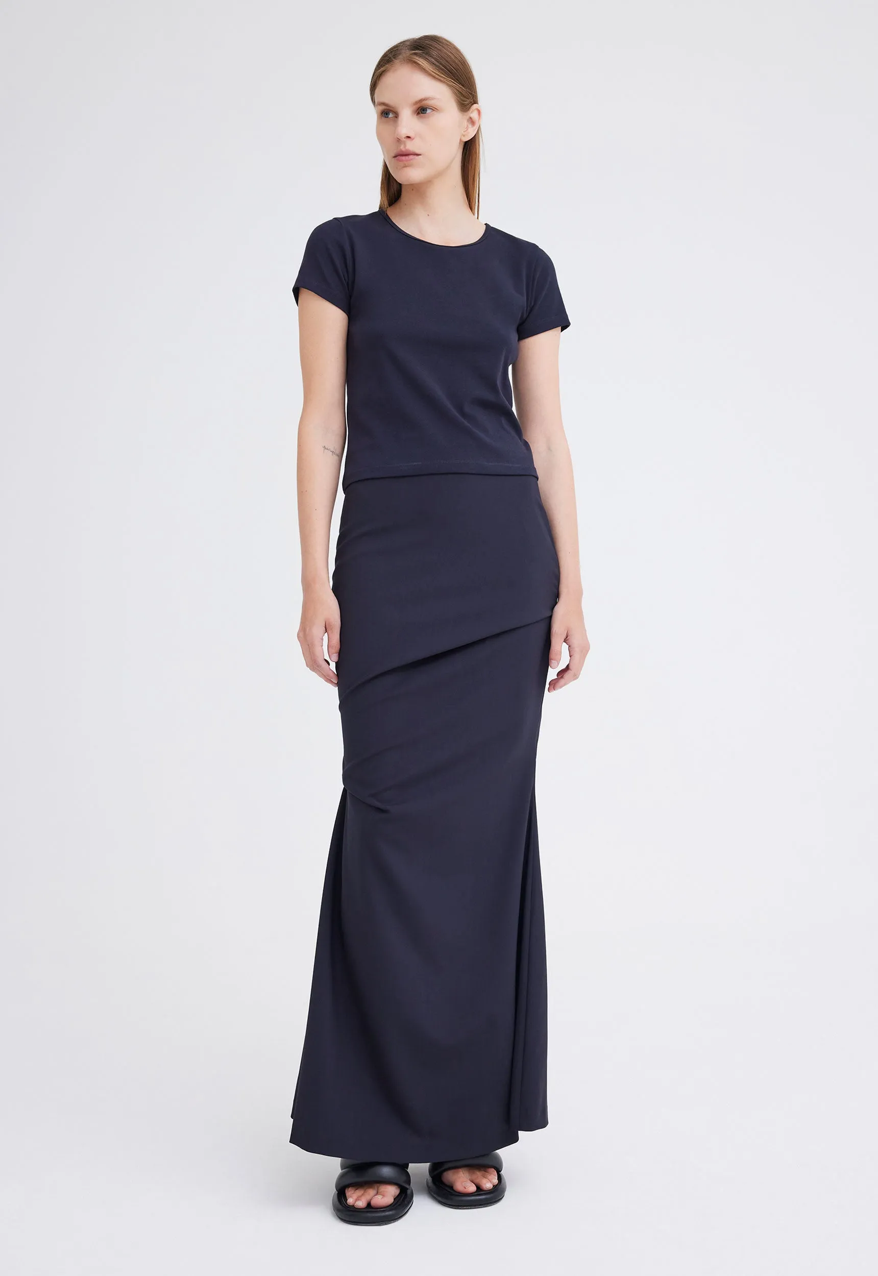 Stand Ribbed Cotton Tee - Darkest Navy