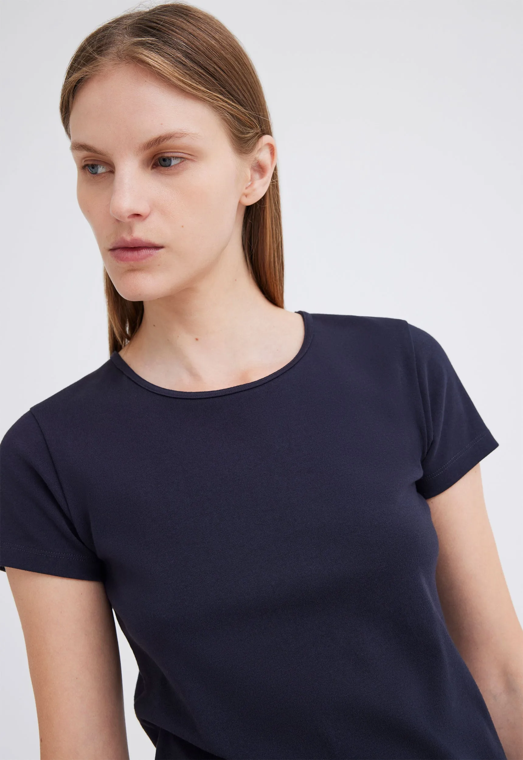 Stand Ribbed Cotton Tee - Darkest Navy