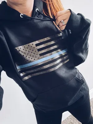 Standard Flag © Unisex Crewneck Hoodie (Black Glitter)