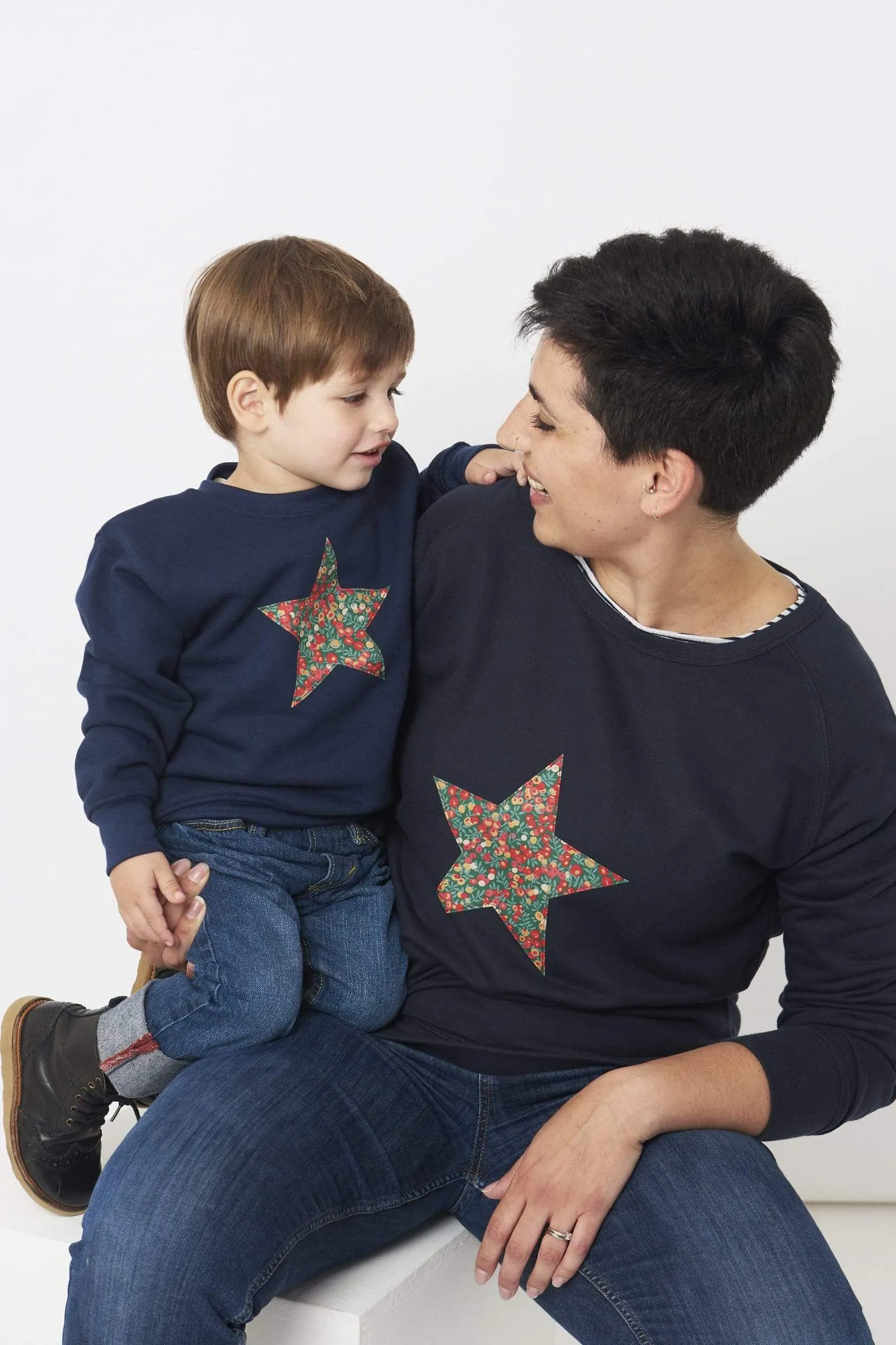 Star Navy Ladies Sweatshirt in your Choice of Liberty Print