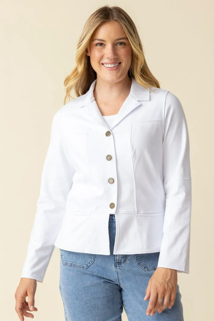 Stonewash Cotton Knits Urban Jacket - White