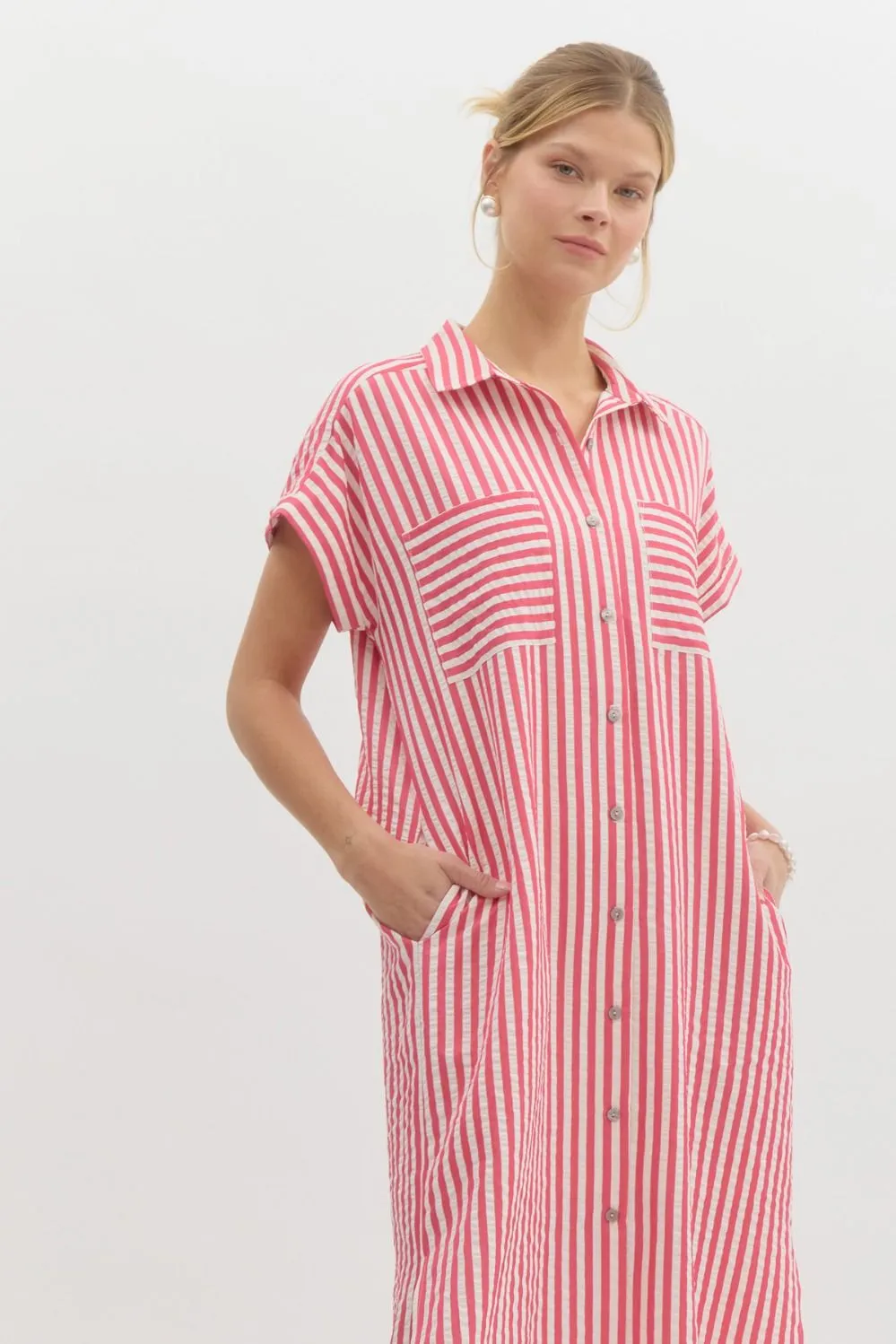 Striped Midi Shirt Dress