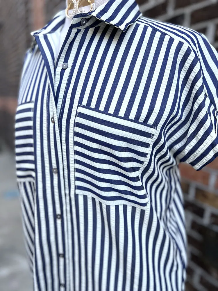 Striped Midi Shirt Dress