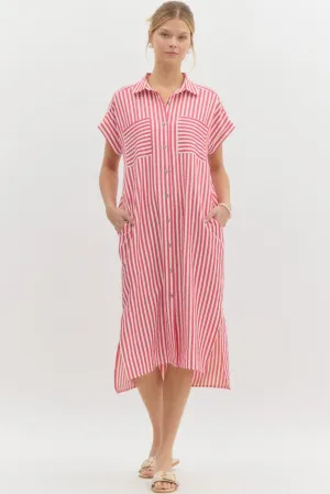 Striped Midi Shirt Dress