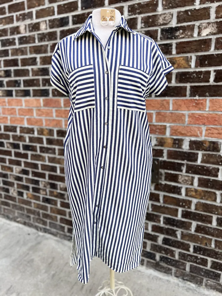 Striped Midi Shirt Dress