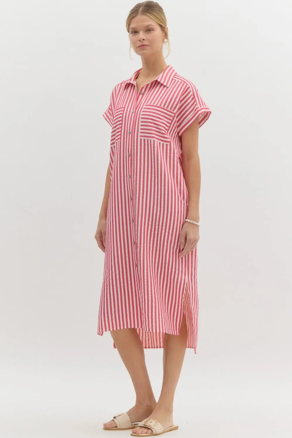 Striped Midi Shirt Dress