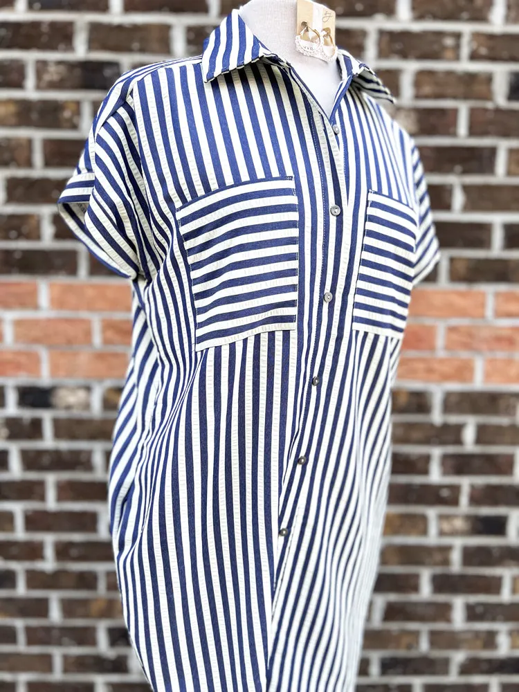 Striped Midi Shirt Dress
