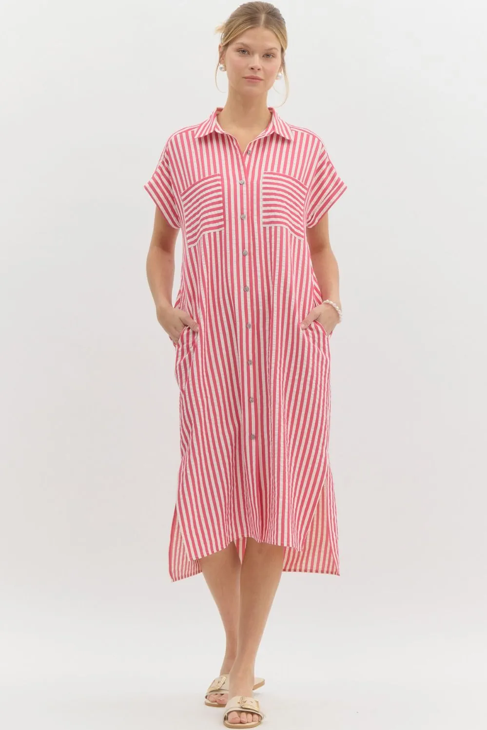 Striped Midi Shirt Dress