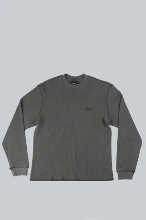 STUSSY BASIC STOCK LS THERMAL WASHED BLACK