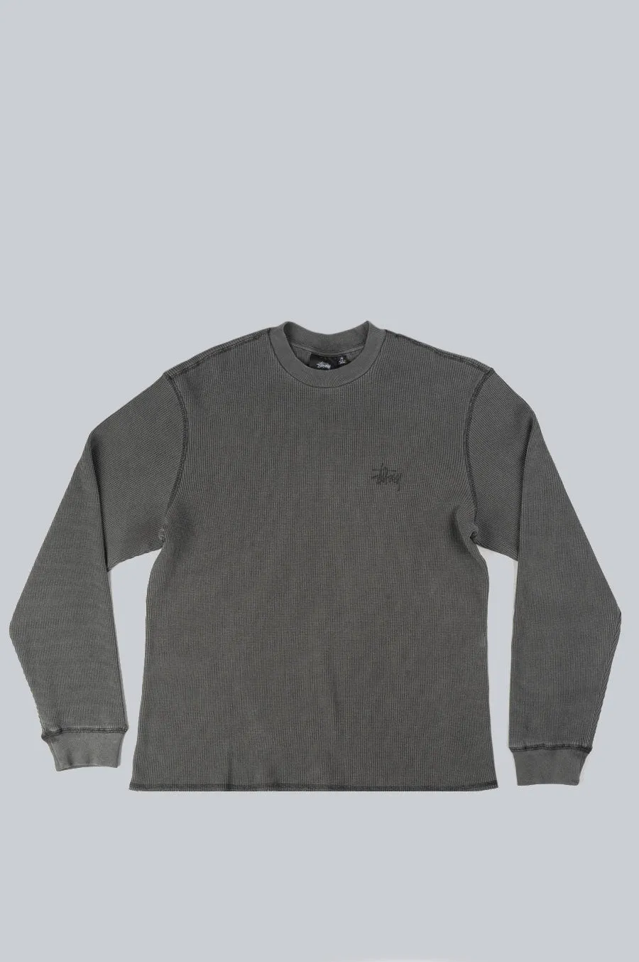 STUSSY BASIC STOCK LS THERMAL WASHED BLACK