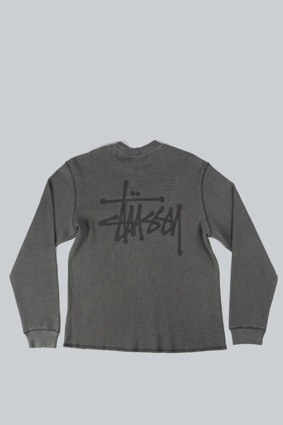 STUSSY BASIC STOCK LS THERMAL WASHED BLACK