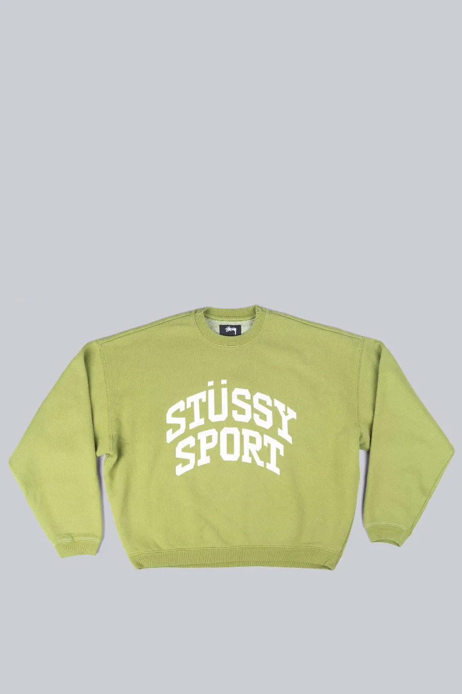 STUSSY BIG CRACKLE SPORT CREWNECK GREEN
