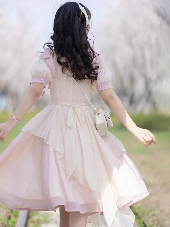 Sweet Lolita Dress Polyester Short Sleeves Dress