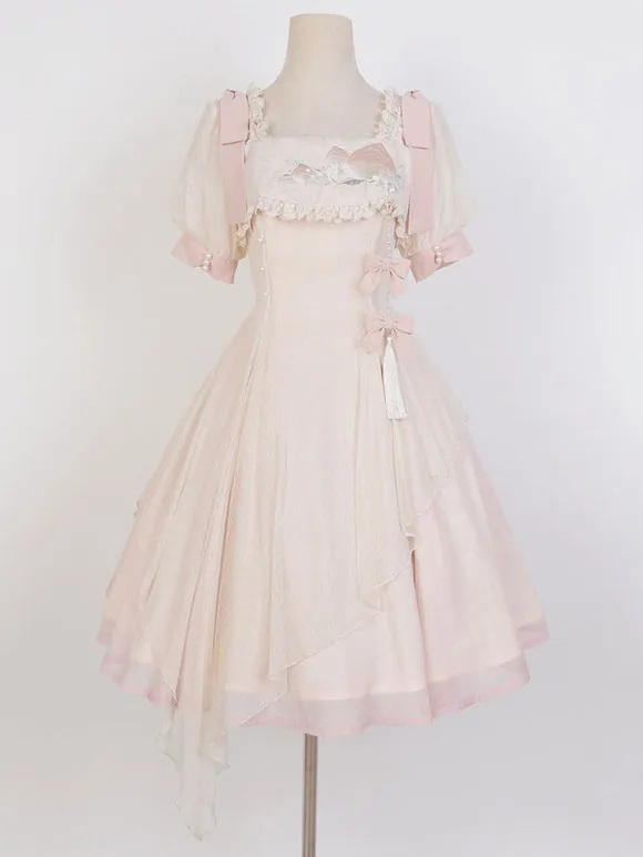 Sweet Lolita Dress Polyester Short Sleeves Dress