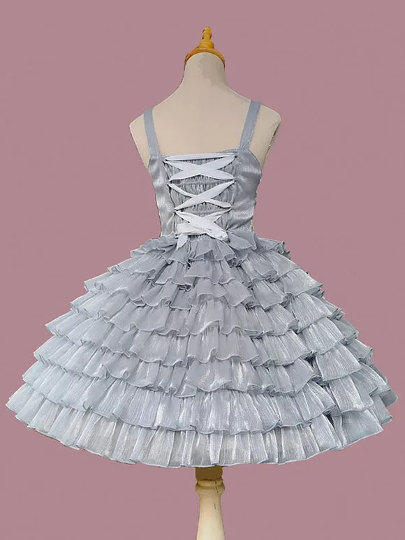 Sweet Lolita Dress Tulle Sleeveless Ruffles Jumper Dress