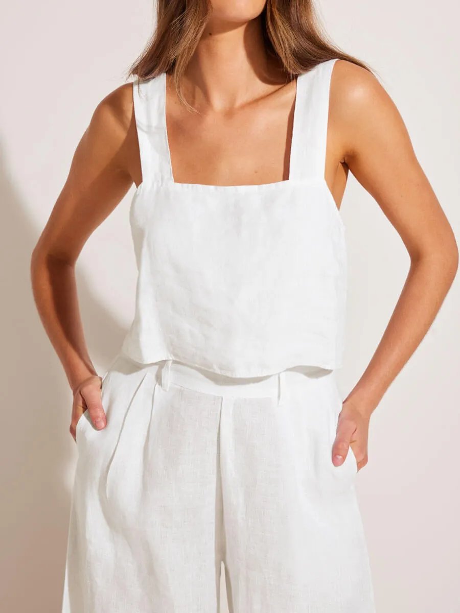 Tallows Crop Top in White Ecolinen
