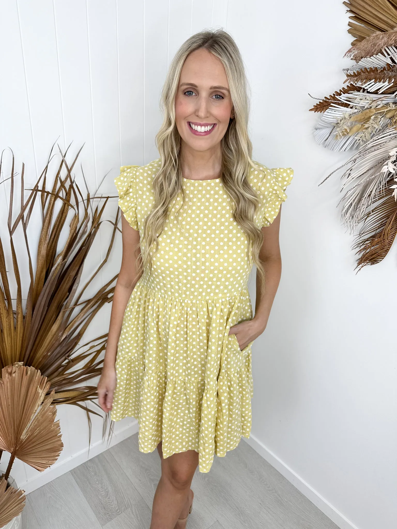 Taylor Dress -Lemon/polka dot