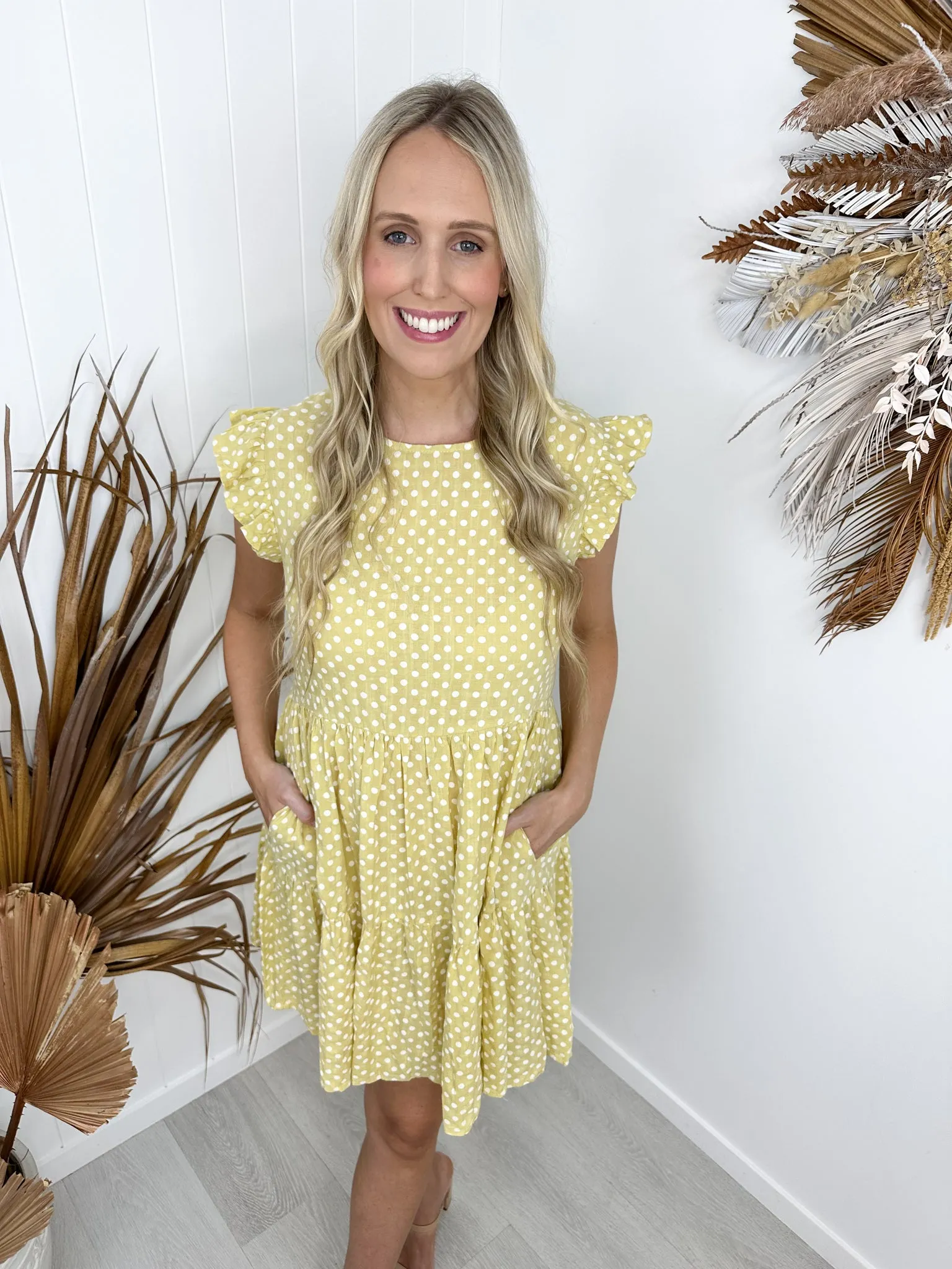 Taylor Dress -Lemon/polka dot