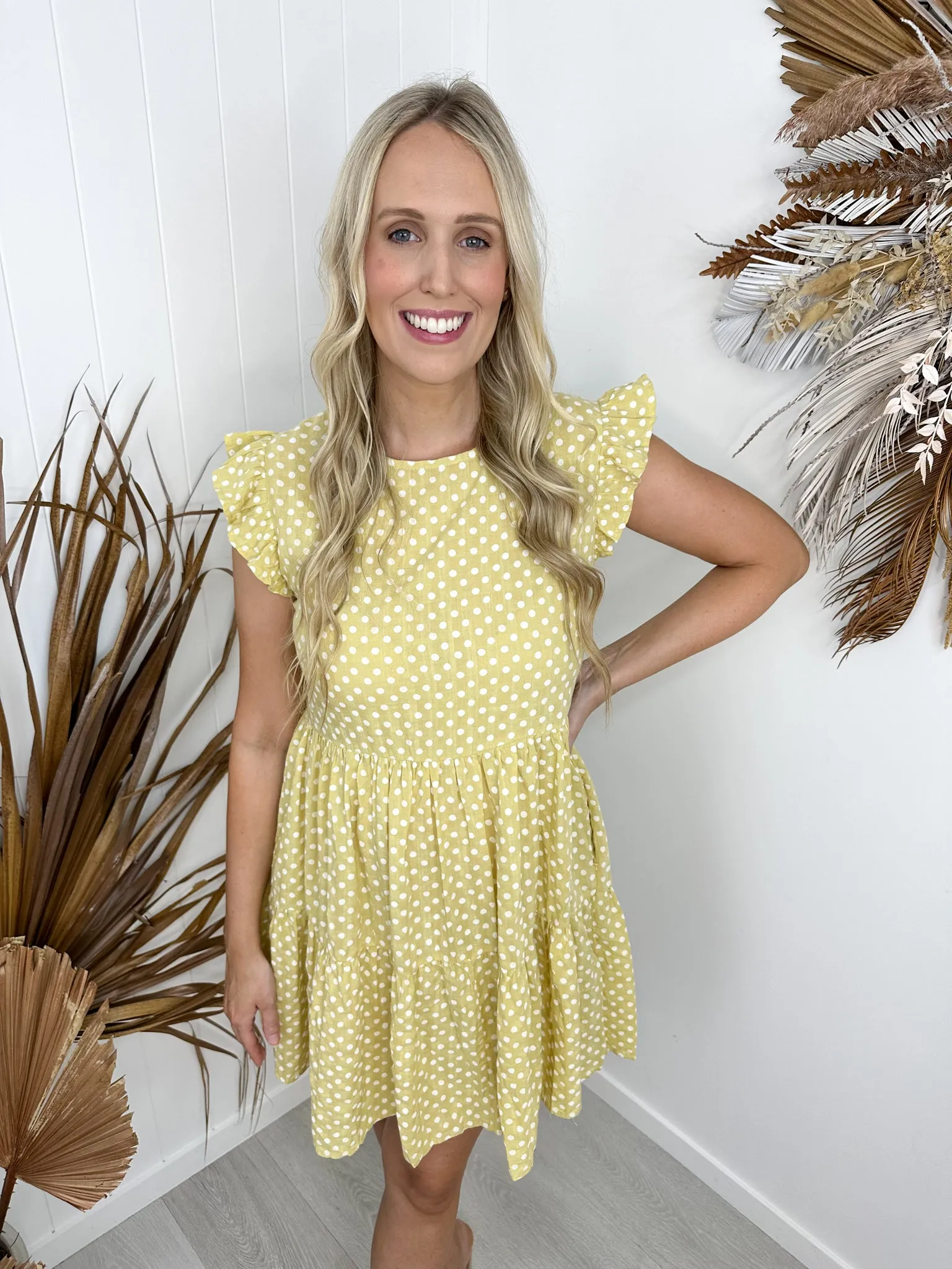 Taylor Dress -Lemon/polka dot