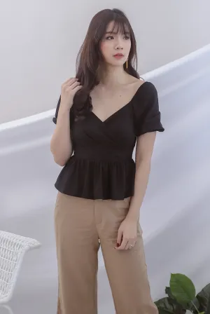 TDC Jasmine Sleeve Linen Top In Black