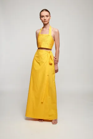 Textured Halter Crop | Tie Up Wrap Skirt